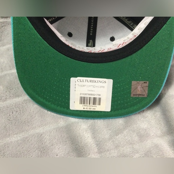 Mitchell & Ness Black and Teal San Antonio Spurs Fitted Hat - Picture 6 of 8